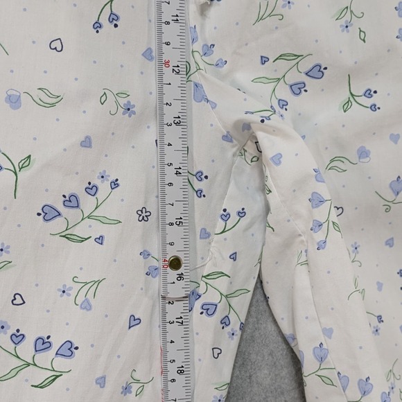 Vintage Vanity Fair Womens Pajama Set XL White Blue Cotton Blend Poplin 2Pc - Picture 14 of 16